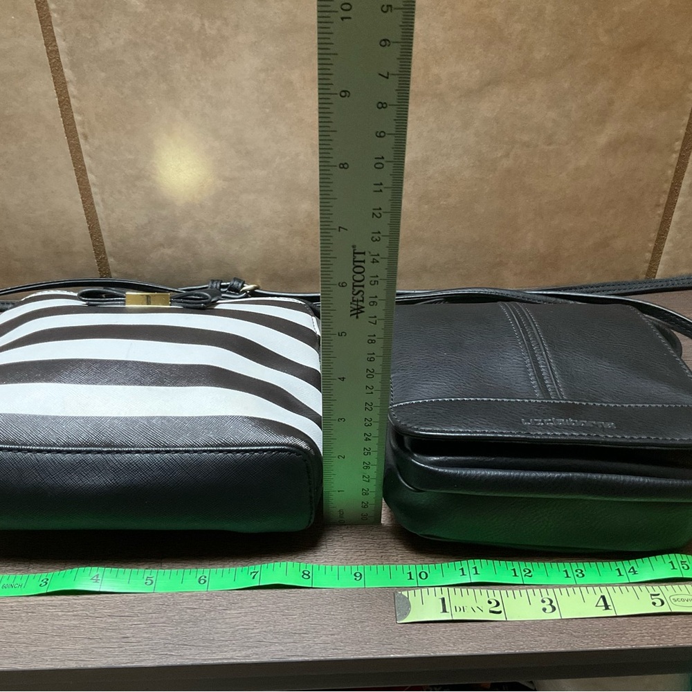Lot of 2 Crossbody bags Liz Claiborne Bundle Black & White Striped PU, small blk - Picture 6 of 13